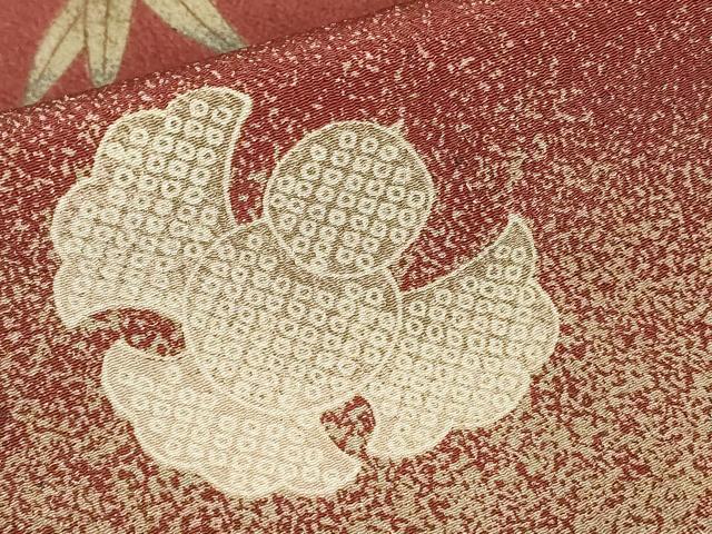 平和屋着物▽訪問着　単衣　片身変わり　福良雀に笹竹文　洗える着物　DABE4738az