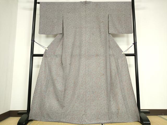 平和屋着物▽小紋　単衣　流水花鳥文　洗える着物　DABE4740az