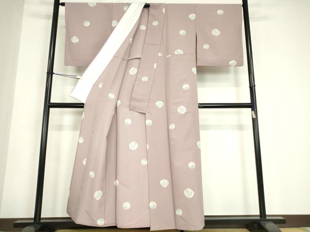 平和屋着物▽小紋　単衣　花丸文　洗える着物　DABE4741az