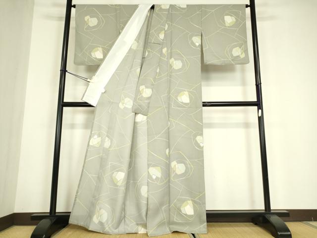 平和屋着物▽小紋　単衣　幾何学花文　洗える着物　DABE4743az