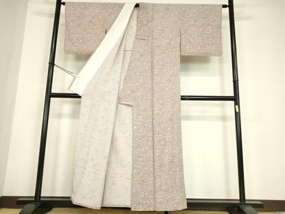 平和屋着物▽小紋　単衣　折鶴楽器扇面花文　洗える着物　DABE4745az