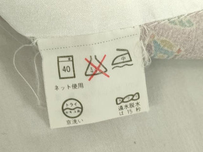 平和屋着物▽小紋　単衣　折鶴楽器扇面花文　洗える着物　DABE4745az