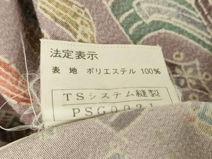 平和屋着物▽小紋　単衣　折鶴楽器扇面花文　洗える着物　DABE4745az