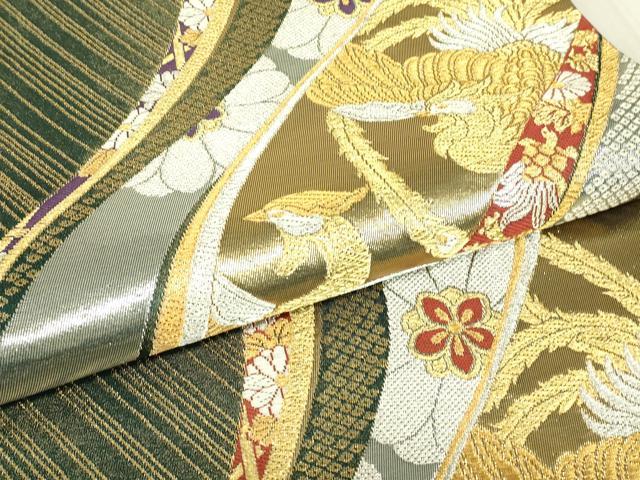 平和屋着物▼六通柄袋帯　鳳凰花文　金銀糸　正絹　逸品　DABE4772az