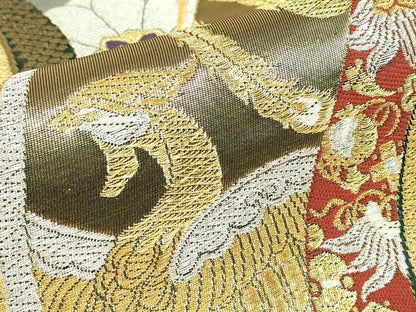 平和屋着物▼六通柄袋帯　鳳凰花文　金銀糸　正絹　逸品　DABE4772az