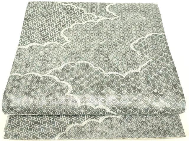 平和屋着物▼極上　西陣あさぎ　全景全通柄袋帯　絵巻　伊勢物語　全景全通図　24金プラチナ二重箔　正絹　逸品　DABE4773az