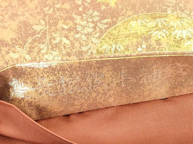 平和屋着物▼六通柄袋帯　唐織　吉祥花松文　金糸　引箔　正絹　逸品　DABE4780az