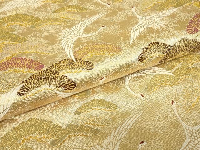 平和屋着物▼佐賀錦　六通柄袋帯　飛鶴松文　金糸　正絹　逸品　DABE4785az