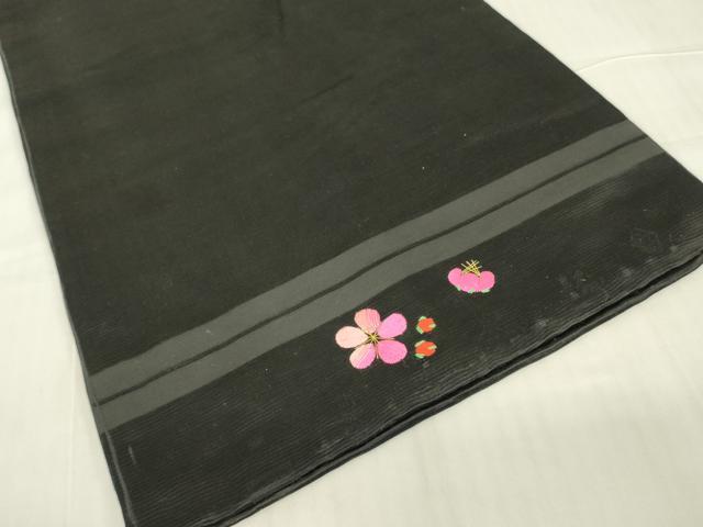 平和屋着物▼アンティーク　大正ロマン　九寸名古屋帯　総刺繍　御所車花文　黒地　金糸　正絹　逸品　DABE4786az