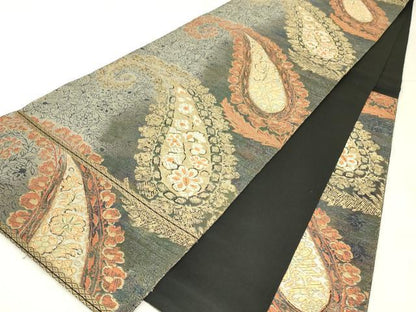 平和屋着物▼西陣　服部織物謹製　六通柄袋帯　カシミヤ　ペイズリー柄　正絹　逸品　DABE4787az