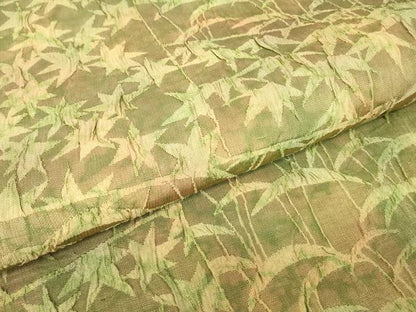 平和屋着物▼西陣　老舗　渡文謹製　手織　全通柄袋帯　膨れ織　笹楓文　正絹　逸品　DABE4788az