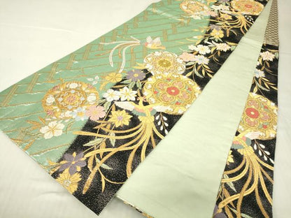 平和屋着物▼六通柄袋帯　正倉院鳳凰花文　金銀糸　正絹　逸品　DABE4791az