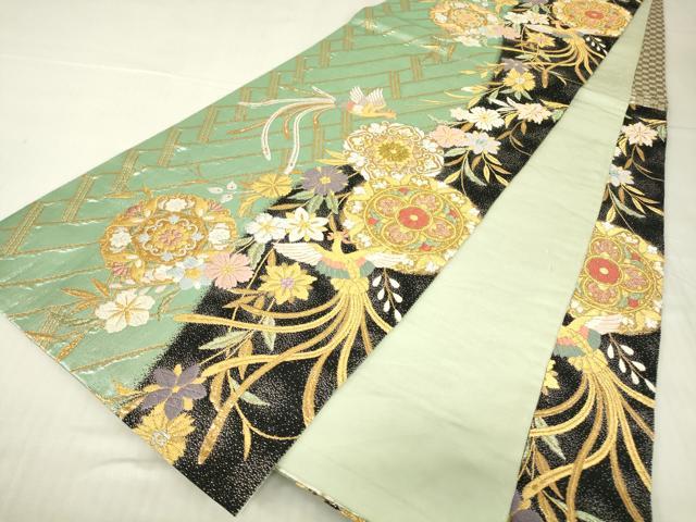 平和屋着物▼六通柄袋帯　正倉院鳳凰花文　金銀糸　正絹　逸品　DABE4791az