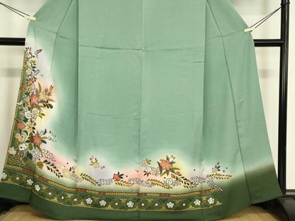 平和屋着物▽訪問着　単衣　七宝に辻が花　暈し染め　正絹　逸品　DABE4797az