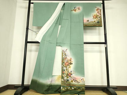 平和屋着物▽訪問着　単衣　七宝に辻が花　暈し染め　正絹　逸品　DABE4797az
