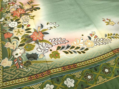 平和屋着物▽訪問着　単衣　七宝に辻が花　暈し染め　正絹　逸品　DABE4797az