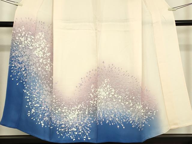 平和屋着物▽訪問着　単衣　草花文　暈し染め　正絹　逸品　DABE4799az