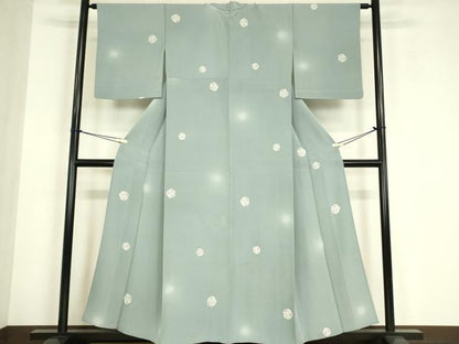 平和屋着物▽上質な小紋　単衣　蛍暈し　舞桜文　金彩　正絹　逸品　DABE4800az
