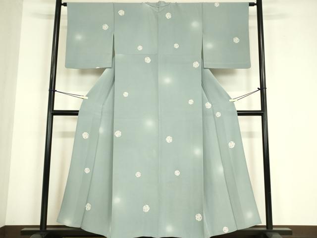 平和屋着物▽上質な小紋　単衣　蛍暈し　舞桜文　金彩　正絹　逸品　DABE4800az