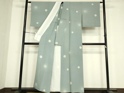 平和屋着物▽上質な小紋　単衣　蛍暈し　舞桜文　金彩　正絹　逸品　DABE4800az