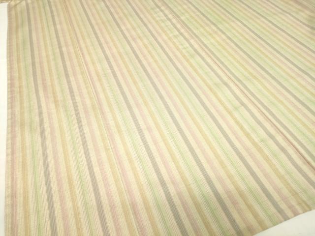 平和屋着物▽上質な紬　単衣　縞　正絹　逸品　DABE4801az
