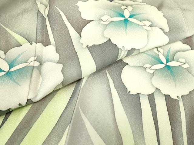 平和屋着物▽訪問着　単衣　草花文　暈し染め　正絹　逸品　DABE4802az