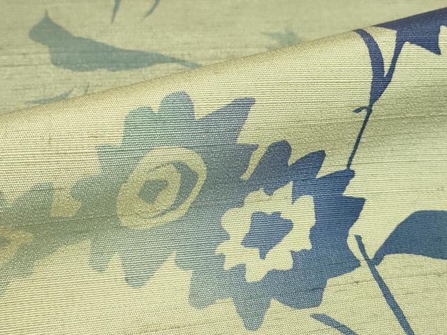 平和屋着物▽上質な小紋　紬地　単衣　型染め　草花文　暈し染め　正絹　逸品　DABE4803az