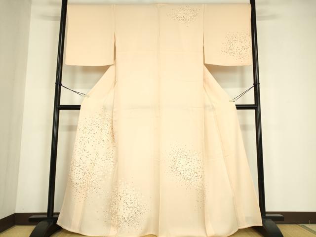 平和屋着物▽訪問着　単衣　舞梅文　金彩　正絹　逸品　DABE4804az