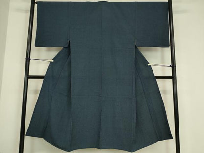 平和屋着物▽男性　本塩沢　単衣　絣文　正絹　逸品　DABE4805az