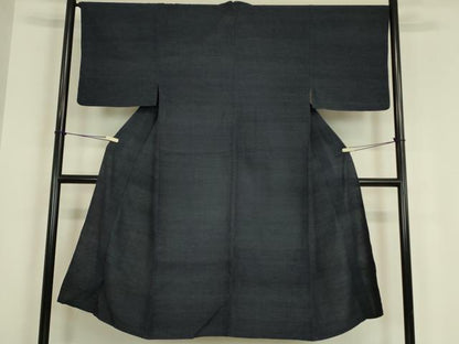 平和屋着物▽男性　紬　単衣　霞文　濃紺色　正絹　逸品　DABE4806az