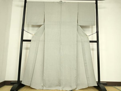 平和屋着物▽上質な小紋　単衣　格子文　正絹　逸品　DABE4808az