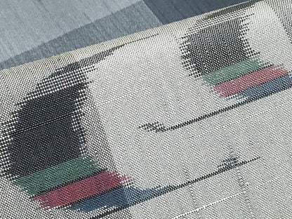 平和屋着物▽上質な紬　単衣　横段絣文　正絹　逸品　DABE4809az