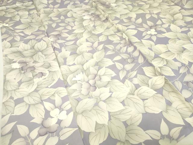 平和屋着物▽上質な小紋　単衣　草花文　正絹　逸品　DABE4811az