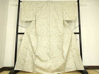 平和屋着物▽上質な紬　単衣　風景花文　正絹　逸品　DABE4812az