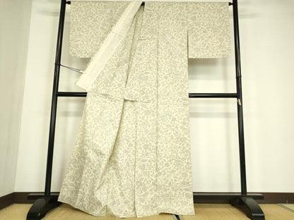 平和屋着物▽上質な紬　単衣　風景花文　正絹　逸品　DABE4812az