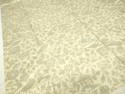 平和屋着物▽上質な紬　単衣　風景花文　正絹　逸品　DABE4812az