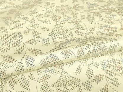 平和屋着物▽上質な紬　単衣　風景花文　正絹　逸品　DABE4812az
