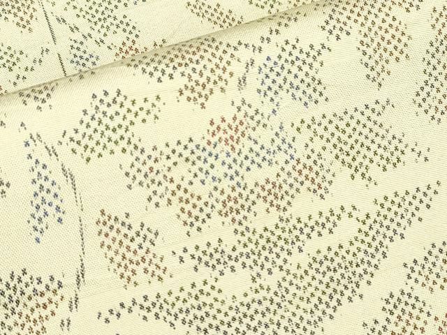 平和屋着物▽上質な紬　単衣　風景花文　正絹　逸品　DABE4812az
