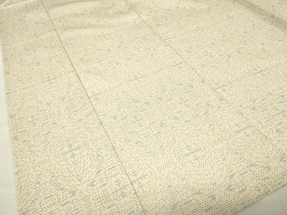 平和屋着物▽白鷹お召　単衣　幾何学文　正絹　逸品　DABE4813az