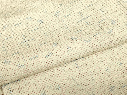 平和屋着物▽白鷹お召　単衣　幾何学文　正絹　逸品　DABE4813az