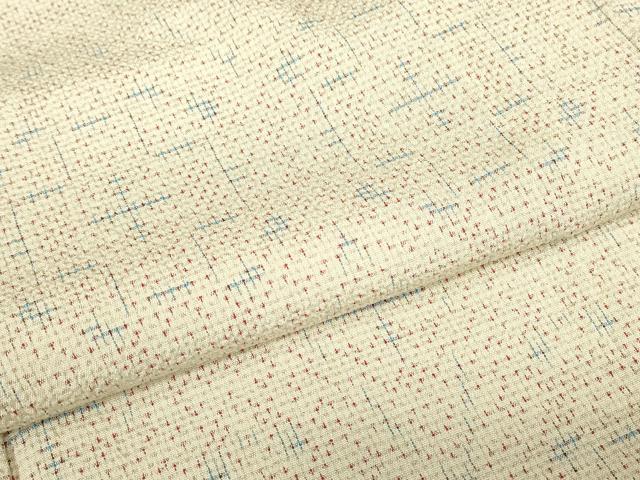 平和屋着物▽白鷹お召　単衣　幾何学文　正絹　逸品　DABE4813az