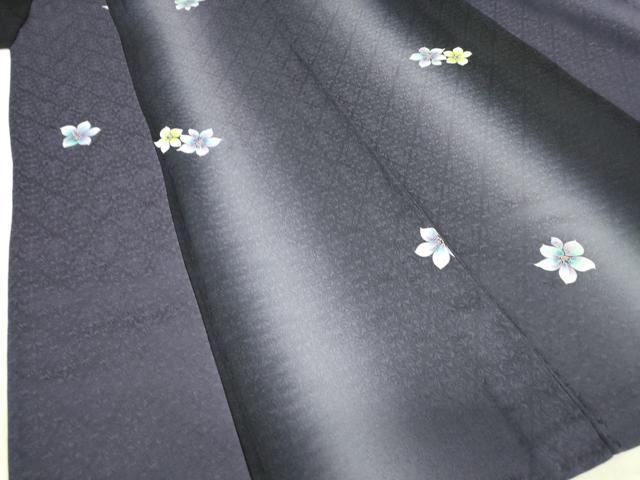 平和屋着物▽上質な小紋　単衣　舞花文　暈し染め　金彩　正絹　逸品　未使用　DABE4814az