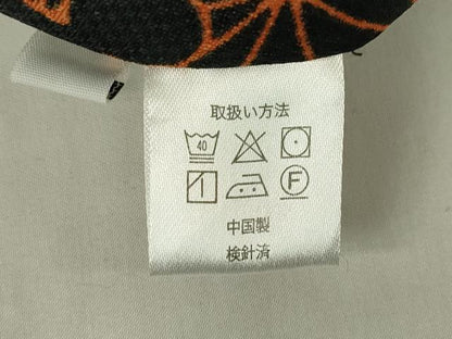 平和屋着物▽小紋　単衣　雪輪麻の葉花文　黒地　洗える着物　DABE4815az