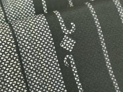 平和屋着物▽小紋　単衣　変わり斜線文　黒地　洗える着物　DABE4816az
