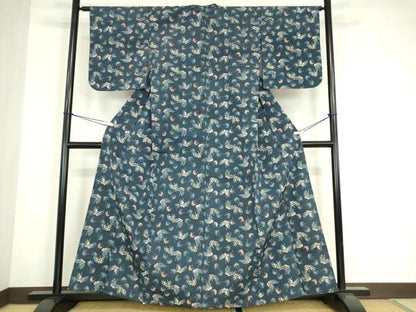 平和屋着物▽上質な小紋　単衣　舞蝶文　正絹　逸品　DABE4819az