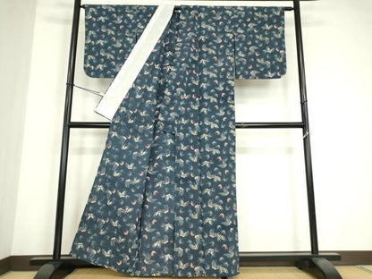 平和屋着物▽上質な小紋　単衣　舞蝶文　正絹　逸品　DABE4819az