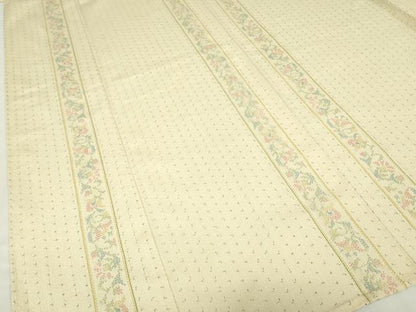平和屋着物▽本塩沢　単衣　更紗花間道　正絹　逸品　DABE4823az