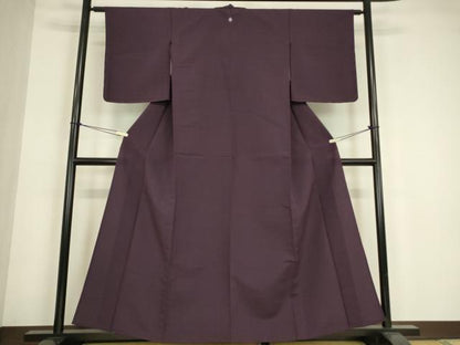 平和屋着物▽上質な色無地　単衣　滅紫色　正絹　逸品　未使用　DABE4829az