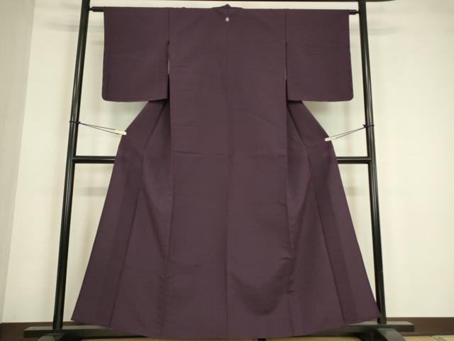 平和屋着物▽上質な色無地　単衣　滅紫色　正絹　逸品　未使用　DABE4829az