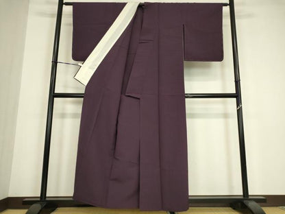 平和屋着物▽上質な色無地　単衣　滅紫色　正絹　逸品　未使用　DABE4829az